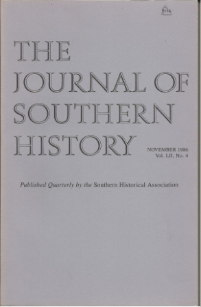 Image for The Journal Of Southern History, November 1986 Vol. LII, No. 4