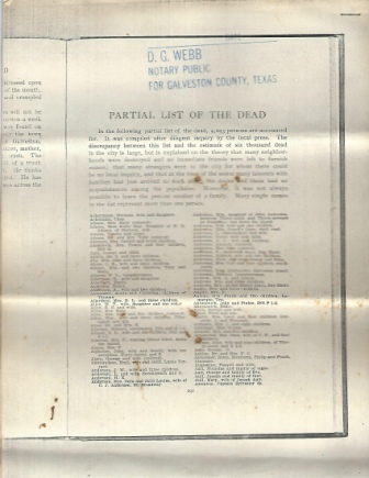 Image for Partial List Of The Dead (1900 Hurricane, Galveston, Texas)