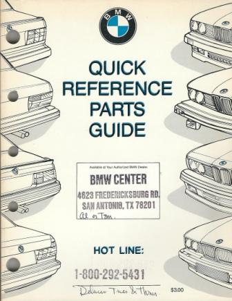 Image for BMW Quick Reference Parts Guide