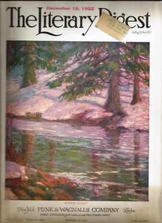 Image for The Literary Digest, December 16, 1922, Vol. 75, No. 11 (whole No. 1704) Public Opinion (New York) Combined with the Library Digest