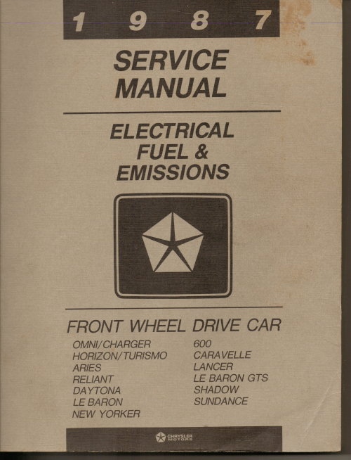 Image for 1987 Chrysler Service Manual, Electrical Fuel & Emissions, Front Wheel Drive Car