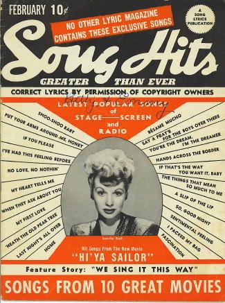 Song Hits: February 1944: Lucille Ball Image for Song Hits: February 1944: Lucille Ball