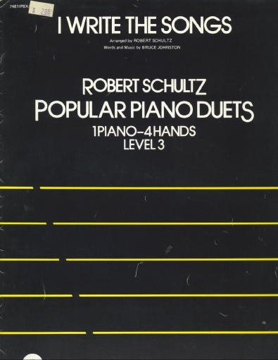 Image for I Write The Songs Robert Scultz, Popular Piano Duets