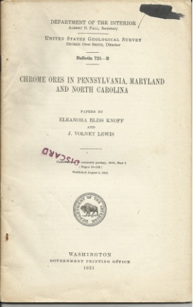 Image for Chrome ores in Pennsylvania, Maryland and North Carolina