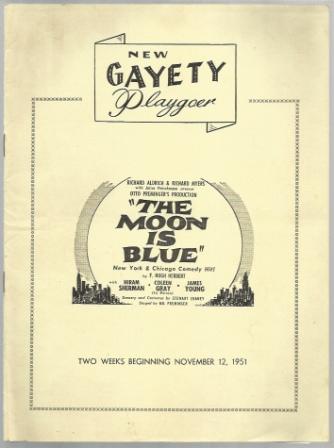Image for Otto Preminger's "The Moon Is Blue" Starring Hiram Sherman, Coleen Gray, and James Young